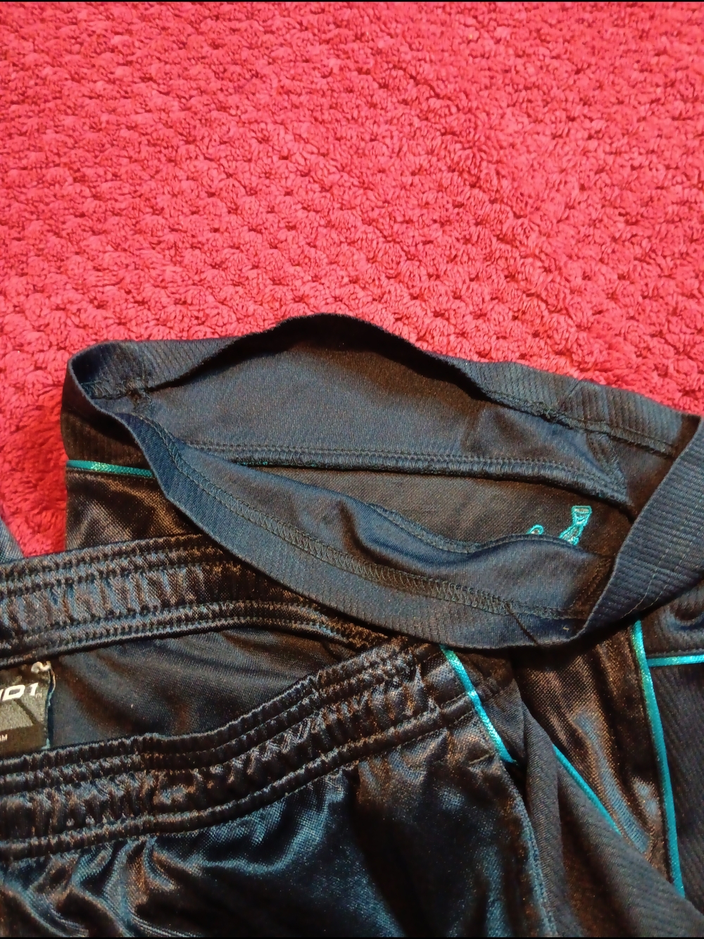 AND1 Black Athletic Shorts with Teal Piping - Picture 4 of 4
